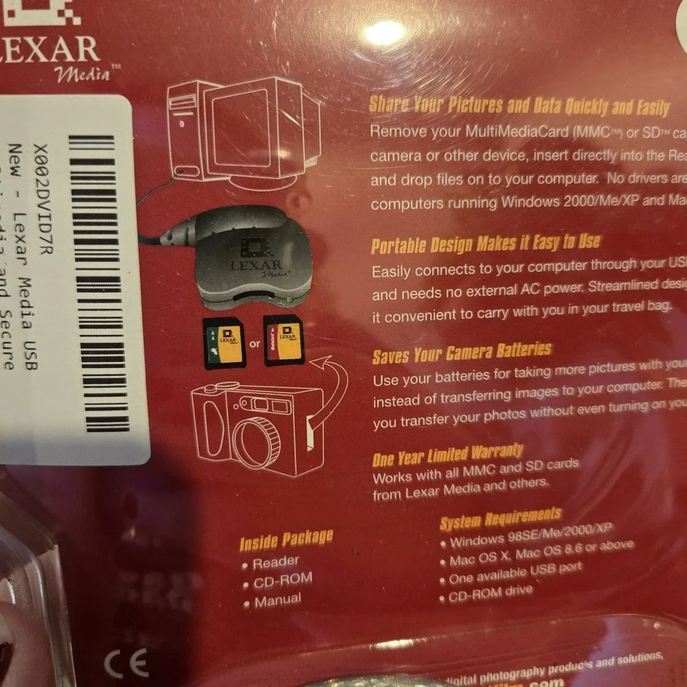 Lexar USB Card Reader for MMC & SD‎ Memory Cards - New & Sealed